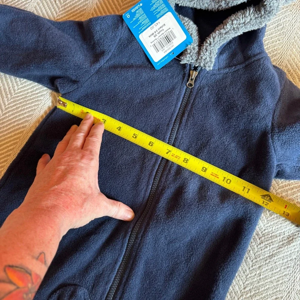 Columbia Western Barlow Bunting Navy Blue Fleece Bear Ear Hooded Suit